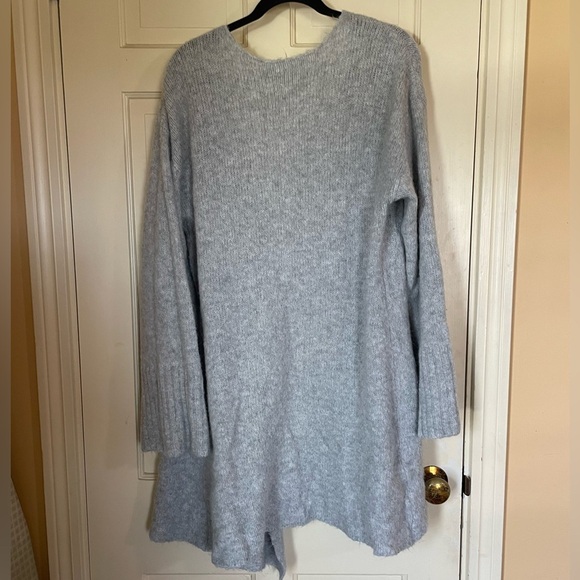 Aerie Fuzzy Open Front Cozy Knit Cardigan Gray Womens Size Large Wool Alpaca - Picture 8 of 10